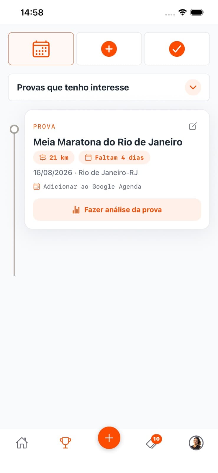 Provas agendadas com contagem regressiva e atalho para a análise