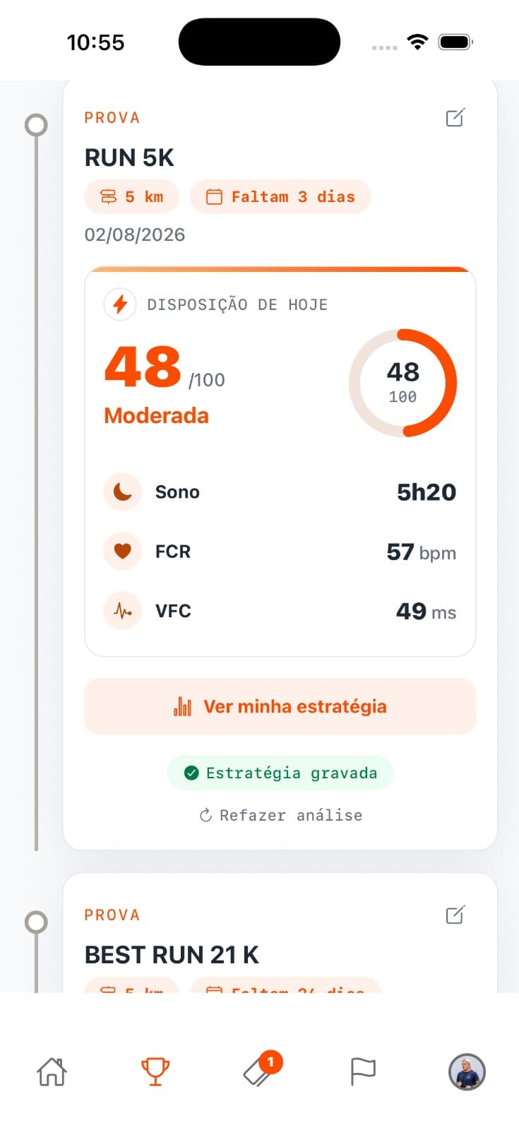 Disposição diária e estratégia de prova no Etheos.Run